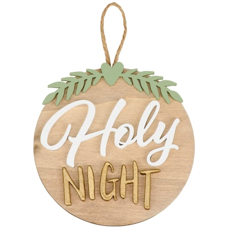 Holy Night Ornament - Wood, Twine