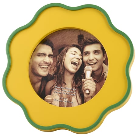 Round Scallop Photo Frame - Wood, Glass