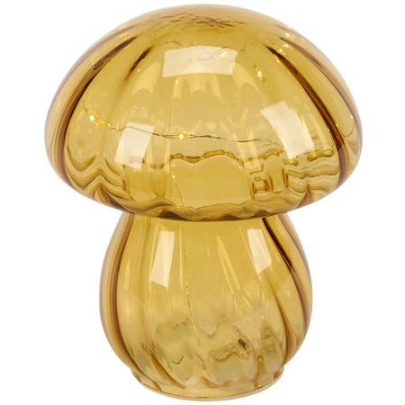 Lighted Gold Mushroom Sitter - Glass, Plastic, Lights