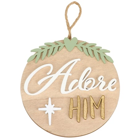 Adore Him Ornament - Wood, Twine