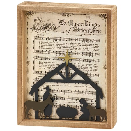 We Three Kings Of Orient Are Inset Box Sign - Wood, Paper, Metal