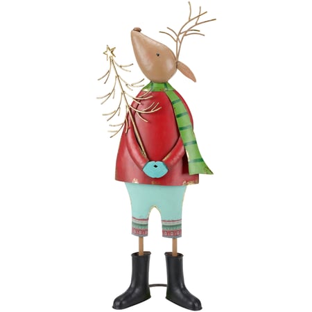 Christmas Tree Deer Sitter - Metal, Glitter