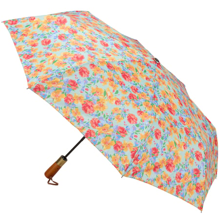 French Floral Umbrella - Pongee, Wood, Fiberglass, Metal, Plastic