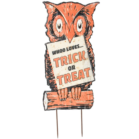Whoo Loves Trick Or Treat Garden Stake - Metal
