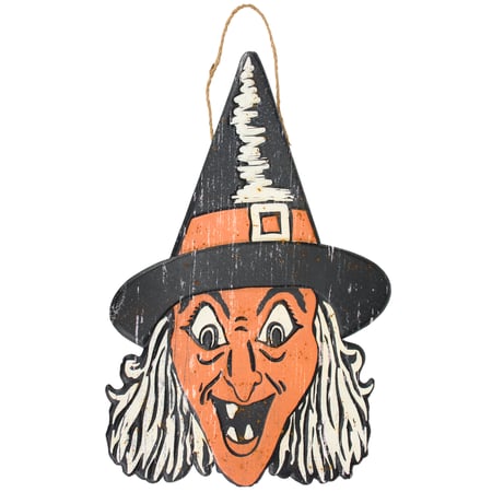 Vintage Witch Wall Decor - Metal, Jute