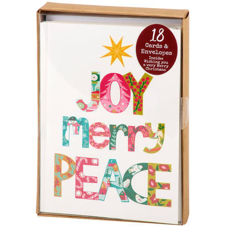 Joy Merry Peace Boxed Christmas Cards - Paper