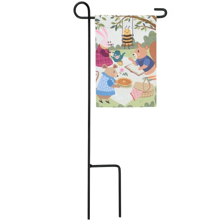 Whimsical Picnic Garden Flag Mini Set - Polyester, Metal