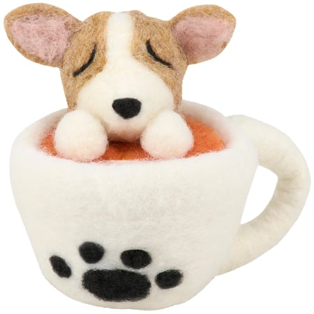 Latte Pup Critter - Foam, Wool, Polyester