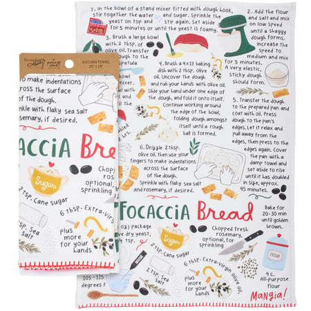 Focaccia Bread Kitchen Towel - Cotton, Terrycloth