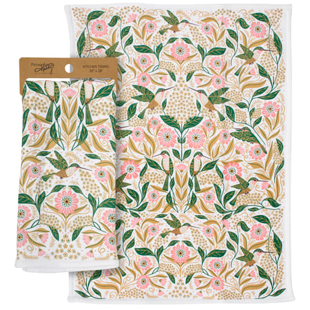 Hummingbird Folk Art Kitchen Towel - Cotton, Terrycloth