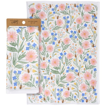Wildflower Bee Kitchen Towel - Cotton, Terrycloth