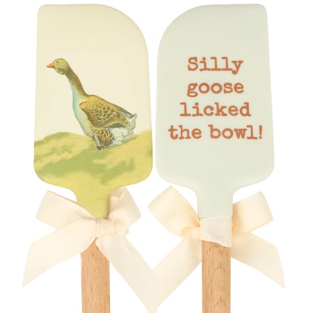 Silly Goose Licked The Bowl Spatula - Silicone, Wood