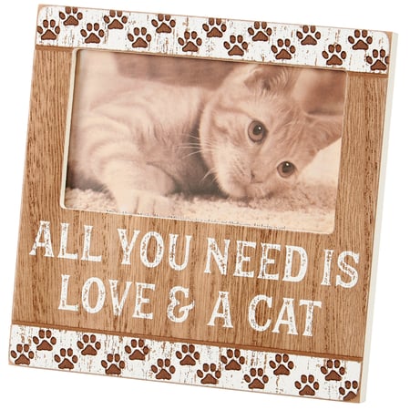 Love And A Cat Photo Frame - Wood, Glass, Metal