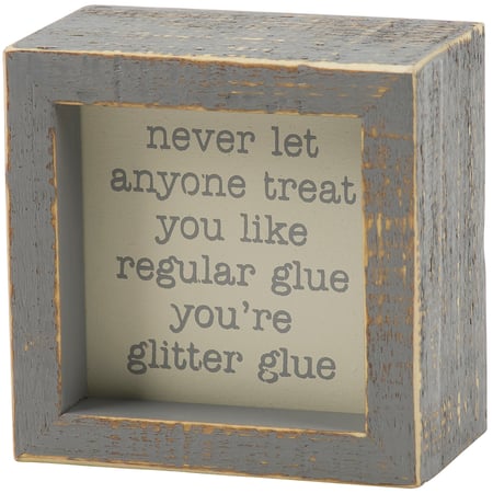 Glitter Glue Inset Box Sign - Wood