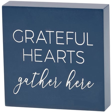 Grateful Hearts Block Sign - Wood