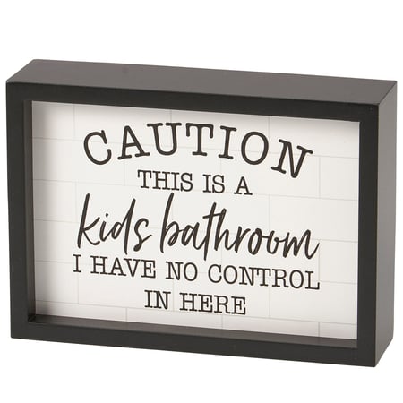 Kids Bathroom Inset Box Sign - Wood