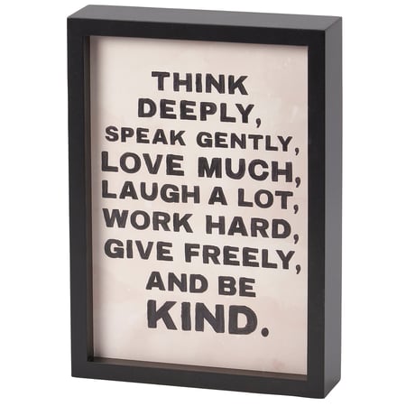 Think Deeply Inset Box Sign - Wood, Paper