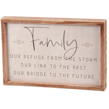 Family Our Refuge Inset Box Sign - Wood, Paper