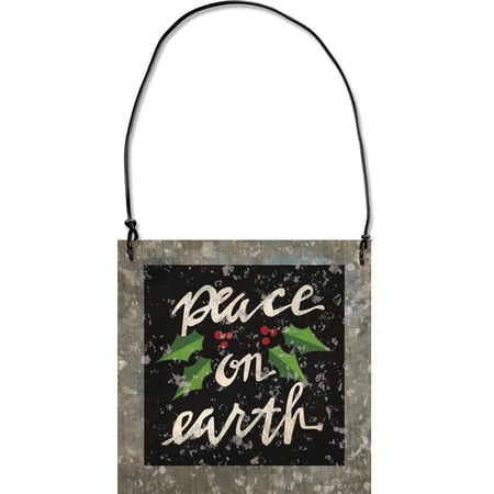 Peace On Earth Ornament - Metal, Wire, Mica