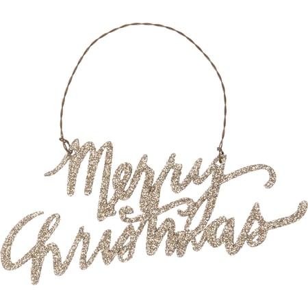 Merry Christmas Glitter Ornament - Metal, Wire, Glitter