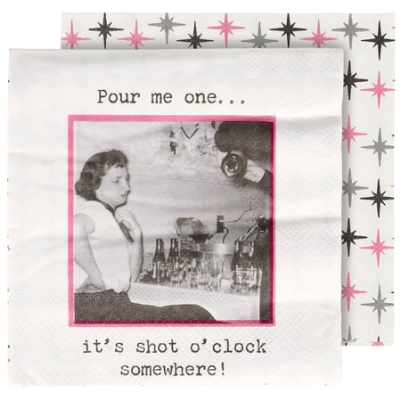 It's Shot O'Clock Somewhere Beverage Napkin - Paper