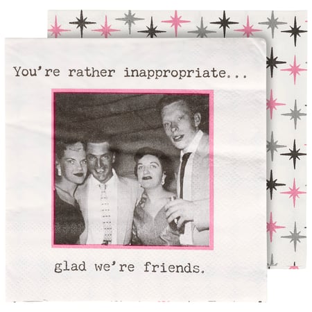 Glad We're Friends Beverage Napkin - Paper