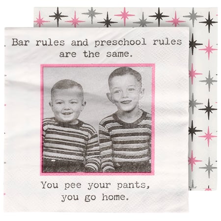 Bar Rules And Preschool Rules Beverage Napkin - Paper