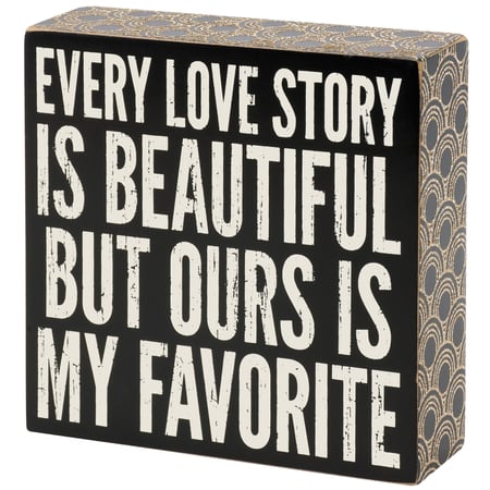 Love Story Box Sign - Wood, Glitter