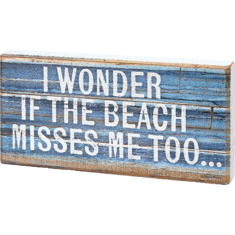 Primitives By Kathy - Cartello Decorativo In Legno "Beach" Con Tramonto, 15,2 X 6,3 Cm, Stile Shabby Vintage