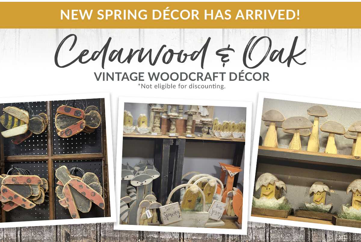 NEW SPRING DÉCOR HAS ARRIVED!  |  Cedarwood & Oak  |  Vintage Woodcraft Holiday Décor