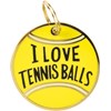 Collar Charm - I Love Tennis Balls - Charm: 1.25" Diameter, Card: 3" x 5" - Metal, Enamel, Paper