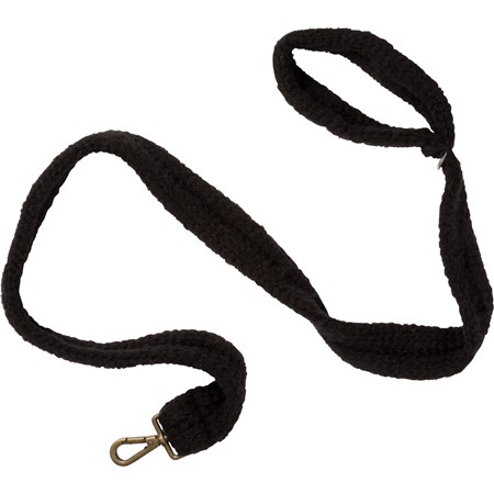 Dog Leash - Black Knitted - 48" x 2" - Wool, Metal