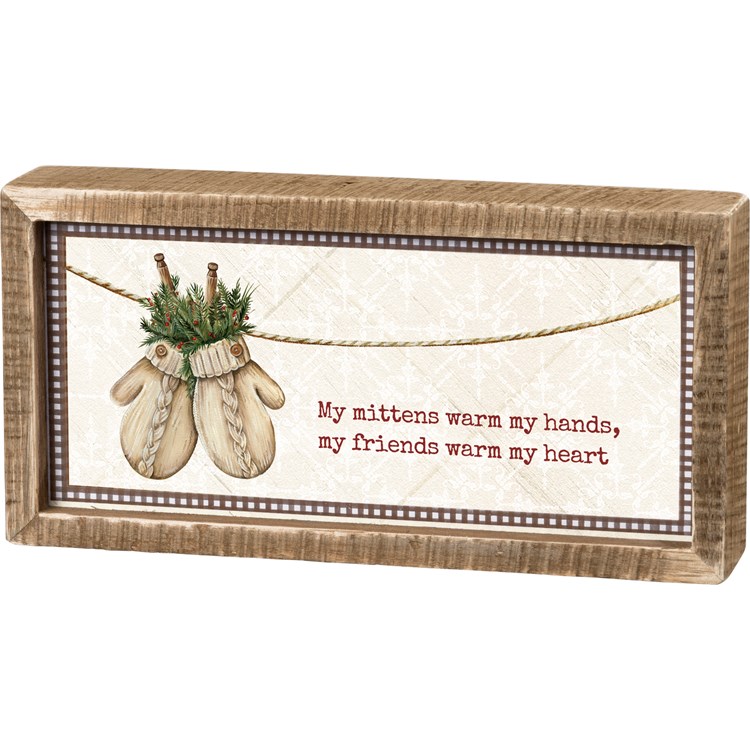 My Friends Warm My Heart Inset Box Sign - Wood, Paper