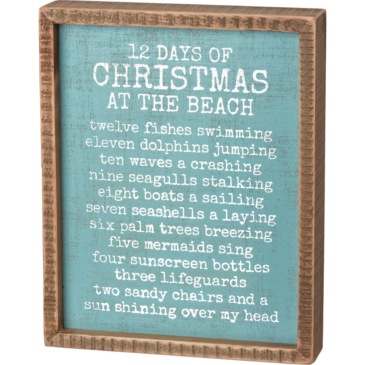 12 Days Of Christmas At The Beach Inset Box Sign - Wood