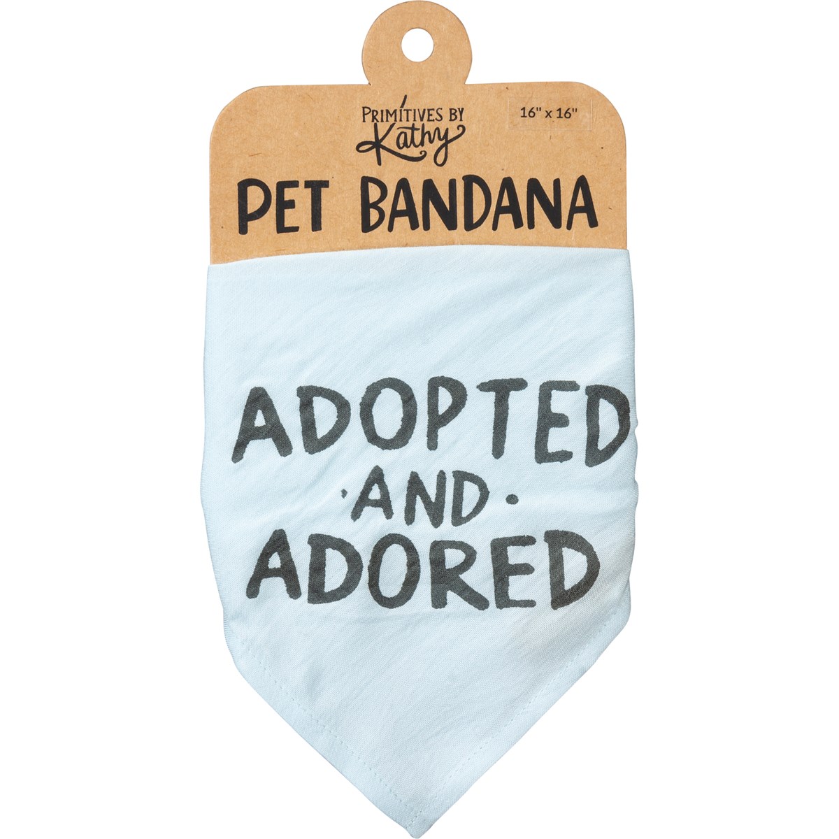 Pet Bandana Sm - Adopted And Adored - 16" x 16" - Rayon