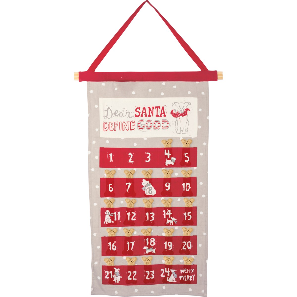 Wall Countdown - Dear Santa Define Good - 15.50" x 28.25" - Cotton, Wood