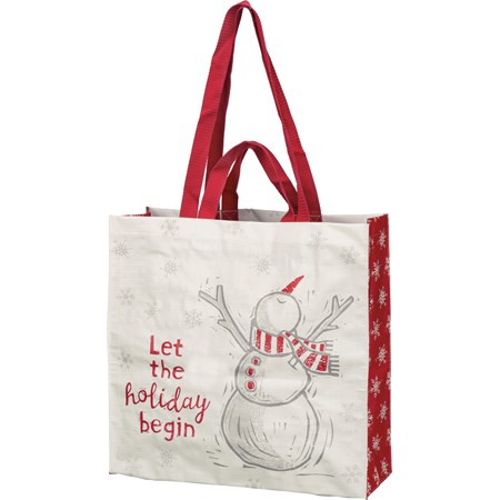 Market Tote - Let The Holiday Begin - 15.50" x 15.25" x 6" - Post-Consumer Material, Nylon