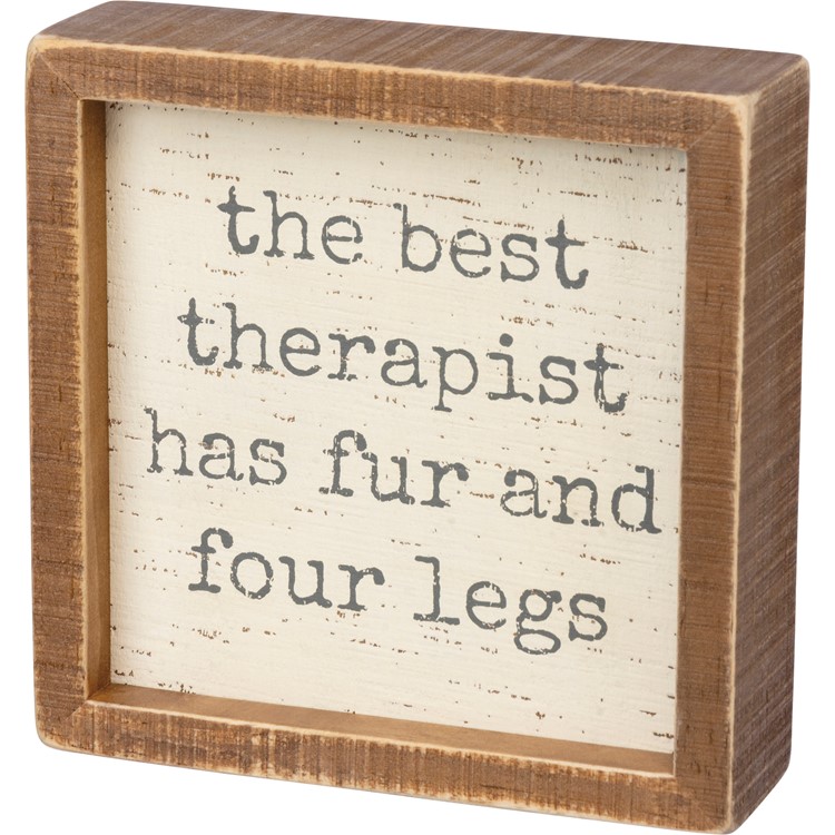 The Best Therapist Has Fur Inset Box Sign - Wood