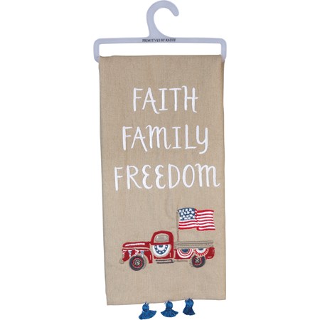 Kitchen Towel - Faith Family Freedom - 20" x 26" - Cotton, Linen