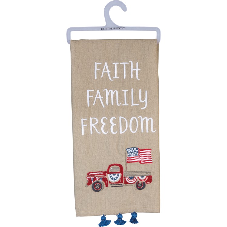 Faith Family Freedom Kitchen Towel - Cotton, Linen