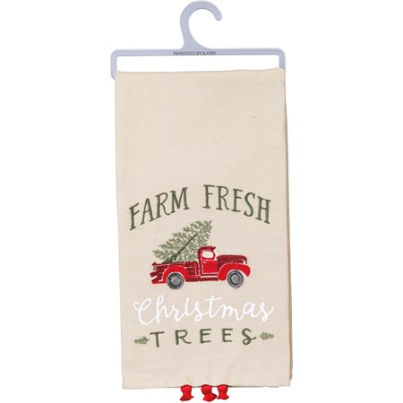 Farm Fresh Christmas Trees Kitchen Towel - Cotton, Linen