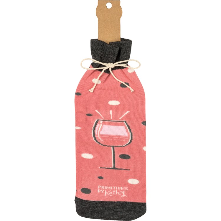 Bottle Sock - Friends Bring Happiness - 3.50" x 11.25", Fits 750mL to 1.5L bottles - Cotton, Nylon, Spandex