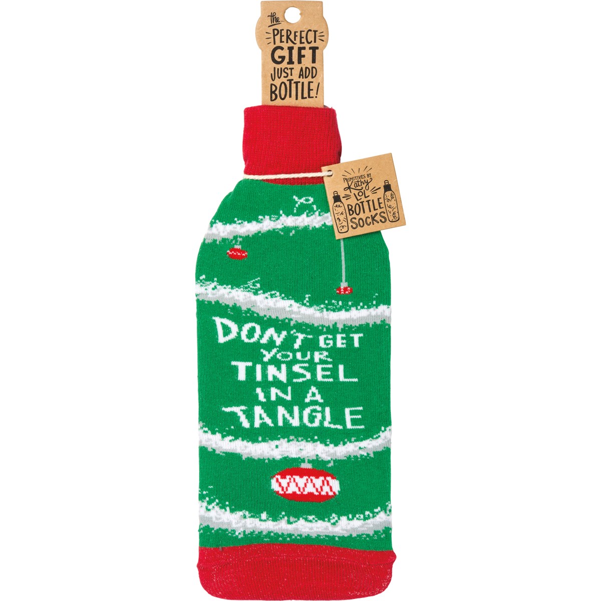 Don't Get Your Tinsel In A Tangle Bottle Sock - Cotton, Nylon, Spandex