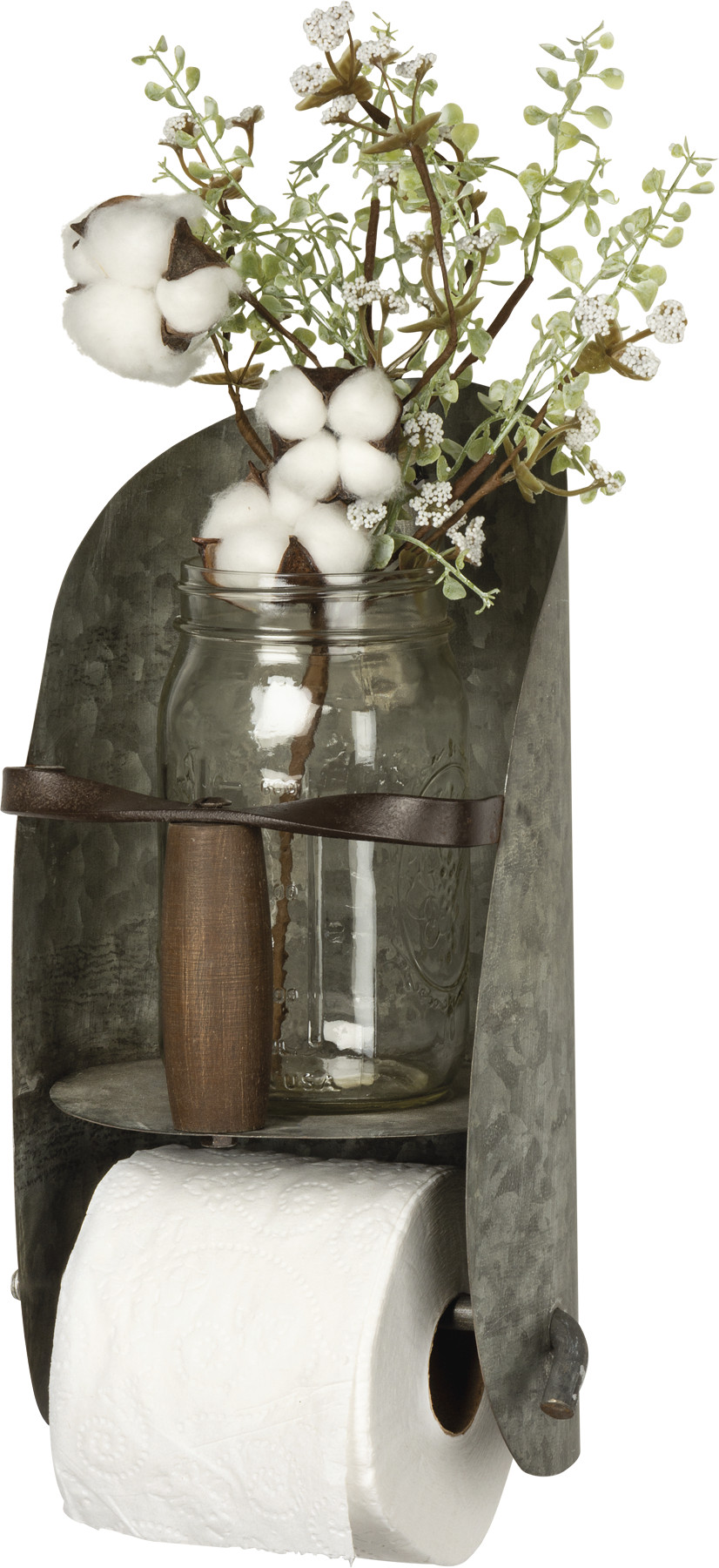 Toilet Paper Holder With Shelf, Rustic Distressed, Farmhouse