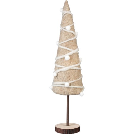 Large Gray Christmas Tree - Wool, Wood, Metal