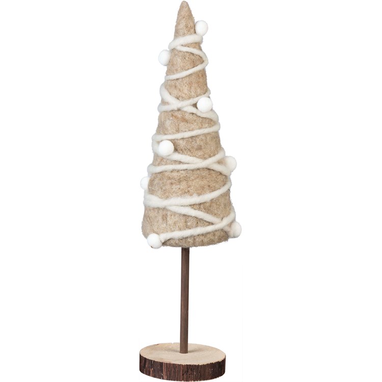 Small Gray Christmas Tree - Wool, Wood, Metal