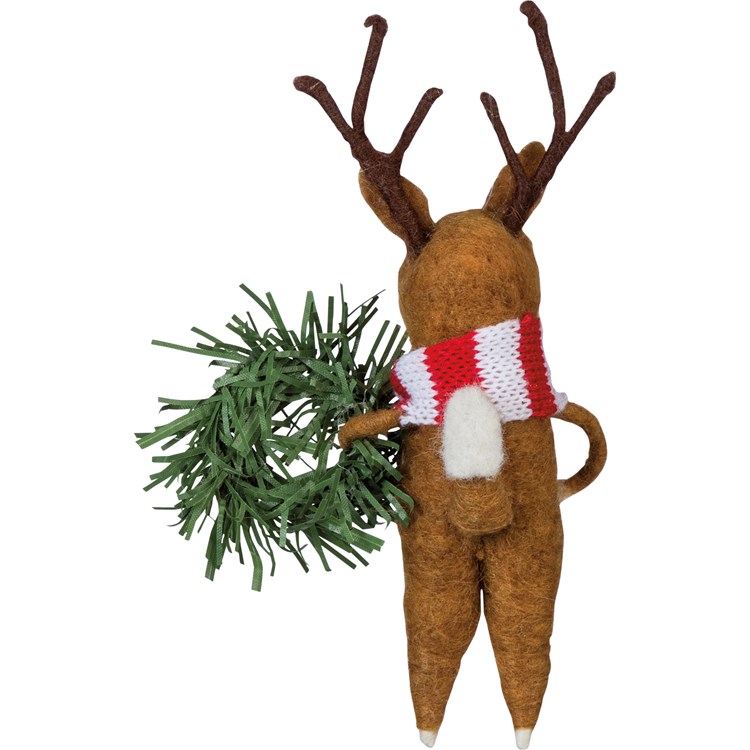 Reindeer And Wreath Critter - Felt, Polyester, Plastic