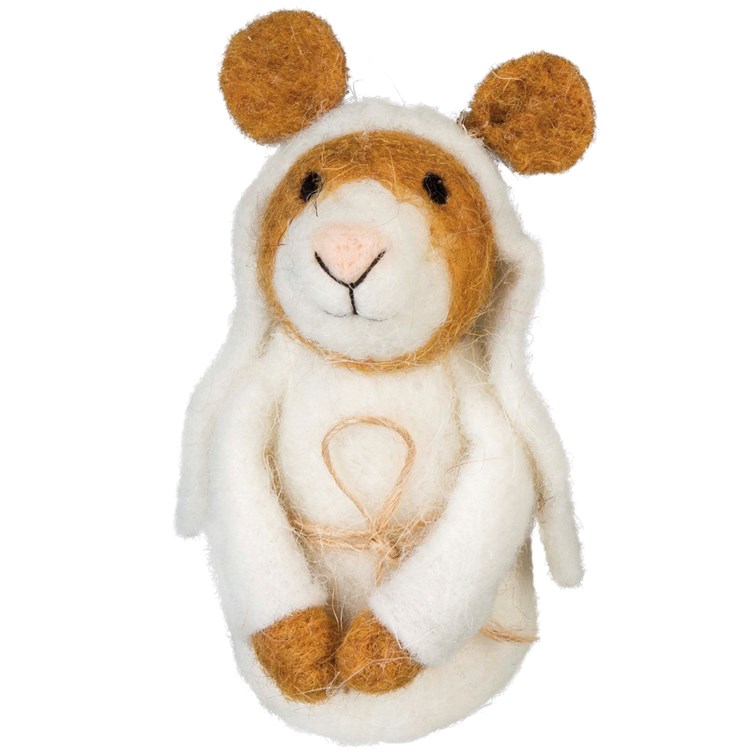 Mouse Nativity Critter Set - Wool, Polyester, Wood, Jute, Plastic