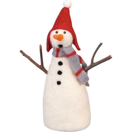 Critter - Surprised Snowman - 8.50" x 6.50" x 2.75" - Felt, Wood