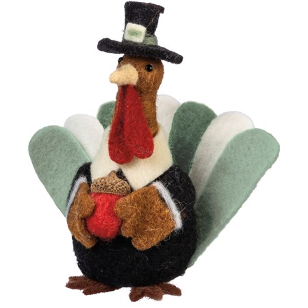 Critter - Sitting Turkey - 8" x 7" x 4.25" - Felt, Wood